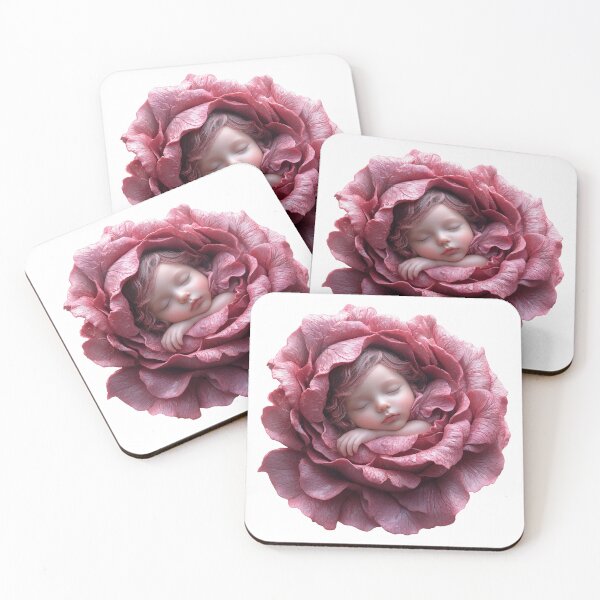 Item preview, Sleeping Baby in Pink Rose Bloom | Dreamy Floral Fantasy Nursery Art designed and sold by Art of Ngu.