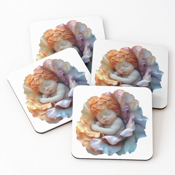 Item preview, Redhead Baby Sleeping in Rainbow Rose | Fantasy Floral Nursery Art Print designed and sold by Art of Ngu.