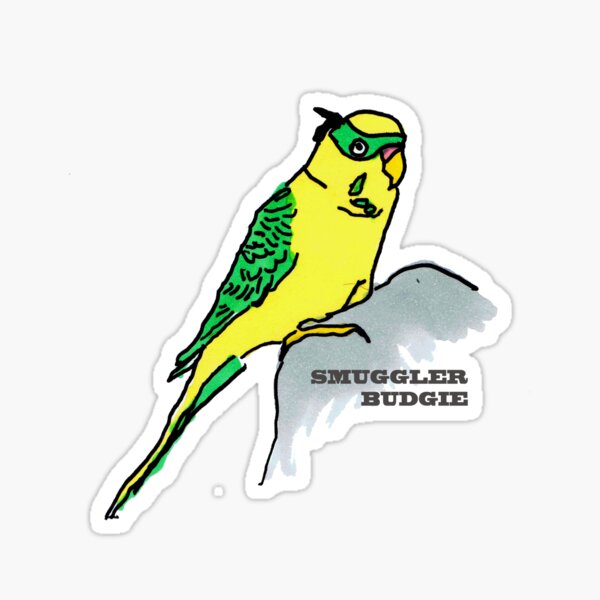 Smuggler Budgie – Green Masked Rebel Bird Sticker