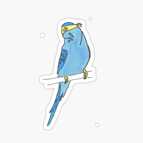 Masked Blue Budgie – Sky Spy Sentinel Sticker