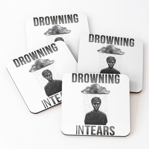 Item preview, Drowning in Tears – Emotional Sad Boy Under Rain Cloud  Mental Health Awareness Art designed and sold by Unlimited-Style.