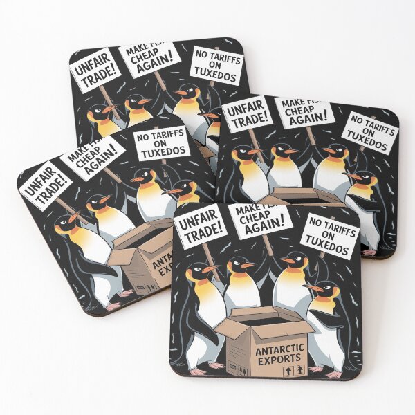 Item preview, No Tariffs on Tuxedos Antartica Penguins Flippers Up Anti Trump designed and sold by Nekusa.