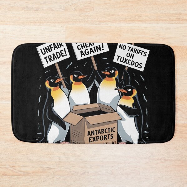 Item preview, No Tariffs on Tuxedos Antartica Penguins Flippers Up Anti Trump designed and sold by Nekusa.