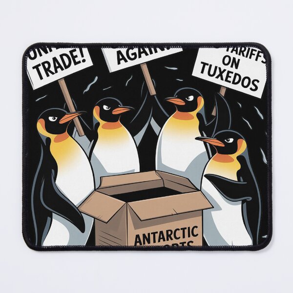 Item preview, No Tariffs on Tuxedos Antartica Penguins Flippers Up Anti Trump designed and sold by Nekusa.