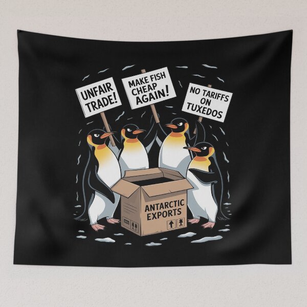 Item preview, No Tariffs on Tuxedos Antartica Penguins Flippers Up Anti Trump designed and sold by Nekusa.