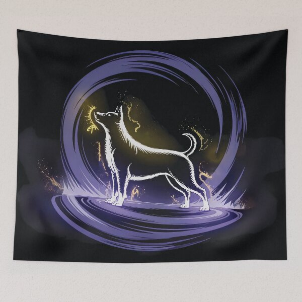 Item preview, A luminous dog on a purple platform designed and sold by Marcu Ioachim.