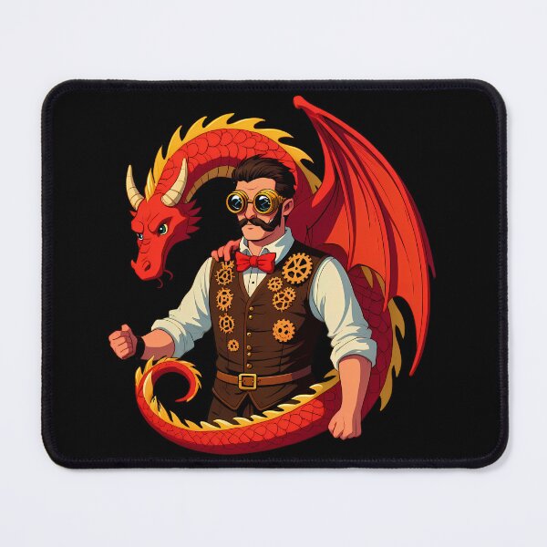 Item preview, Steampunk Red Dragon designed and sold by Funny Vintage Stickers And T-Shirts.