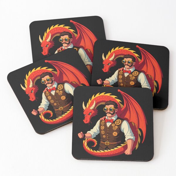 Item preview, Steampunk Red Dragon designed and sold by Funny Vintage Stickers And T-Shirts.
