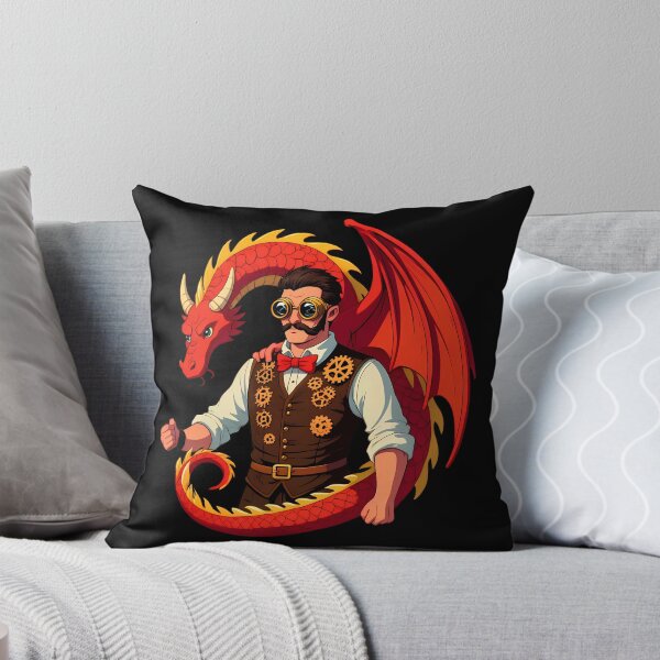 Item preview, Steampunk Red Dragon designed and sold by Funny Vintage Stickers And T-Shirts.