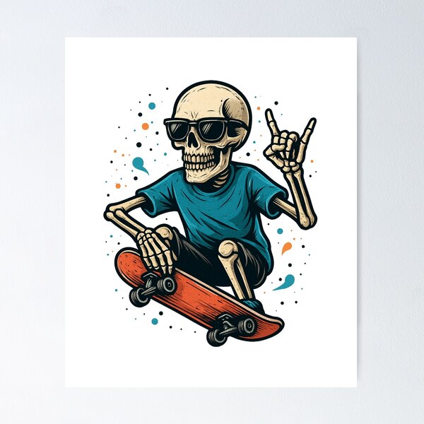 Item preview, Cool Skater Skeleton with Sunglasses – Street Style Vibes designed and sold by ColorSplash123.