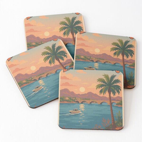 Item preview, Lake Havasu Sunset with Palm Tree and Boat designed and sold by Places On Earth.