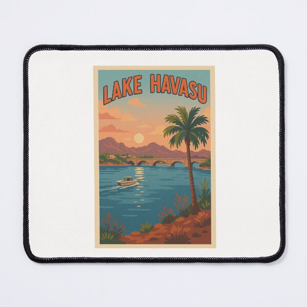 Item preview, Lake Havasu Sunset with Palm Tree and Boat designed and sold by Places On Earth.