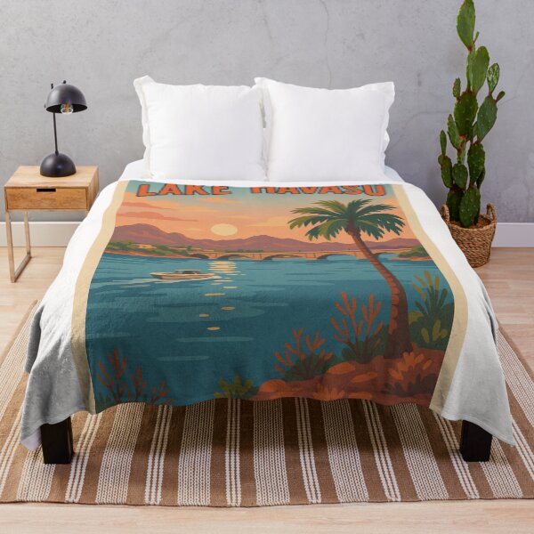 Item preview, Lake Havasu Sunset with Palm Tree and Boat designed and sold by Places On Earth.