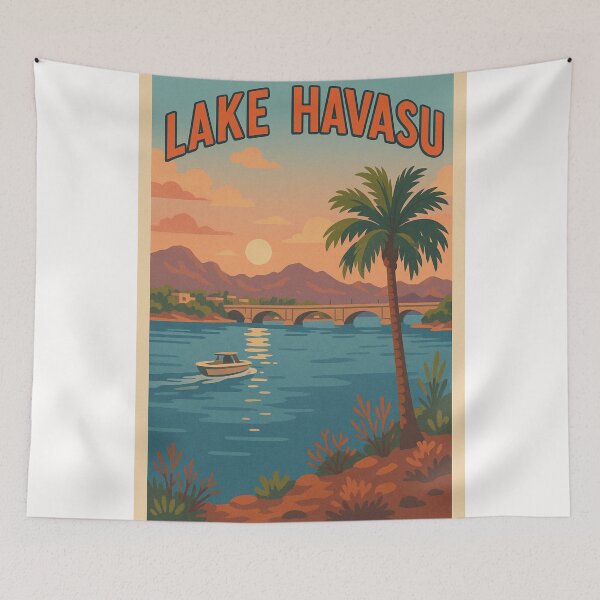 Item preview, Lake Havasu Sunset with Palm Tree and Boat designed and sold by Places On Earth.