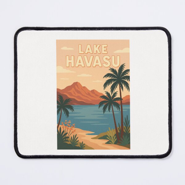 Item preview, Lake Havasu Shoreline with Palm Trees and Desert Peaks designed and sold by Places On Earth.