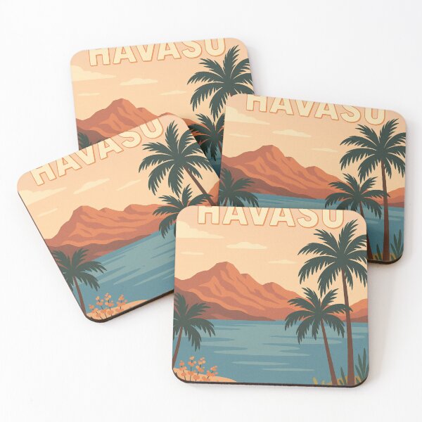 Item preview, Lake Havasu Shoreline with Palm Trees and Desert Peaks designed and sold by Places On Earth.