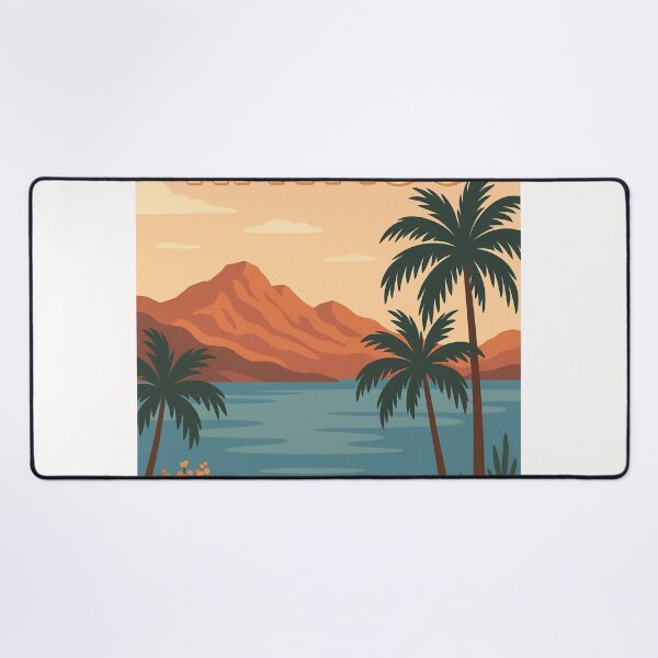 Item preview, Lake Havasu Shoreline with Palm Trees and Desert Peaks designed and sold by Places On Earth.