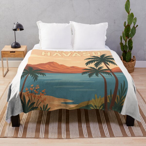 Item preview, Lake Havasu Shoreline with Palm Trees and Desert Peaks designed and sold by Places On Earth.