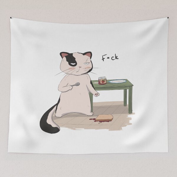 Item preview, Cat Grumpy Kitty Fallen Sandwich Disaster Bad Luck designed and sold by ZeinalArt.