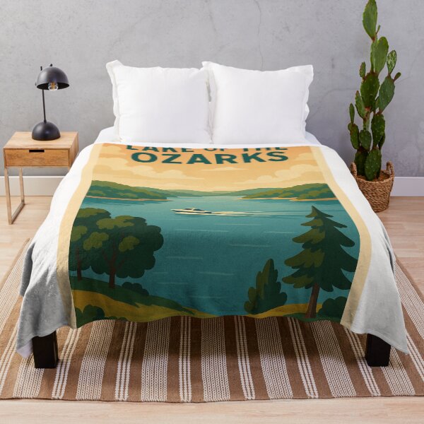 Item preview, Lake of the Ozarks with Speedboat and Tree-Lined Hills designed and sold by Places On Earth.