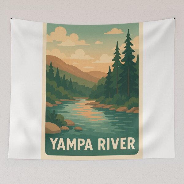 Item preview, Yampa River Flowing Through Rocky Mountain Forest designed and sold by Places On Earth.