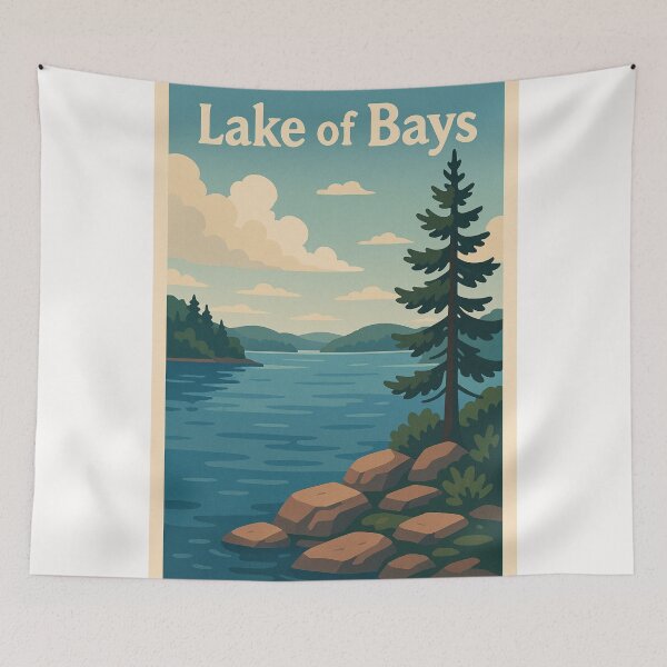 Item preview, Lake of Bays Rocky Shoreline and Pine Trees designed and sold by Places On Earth.