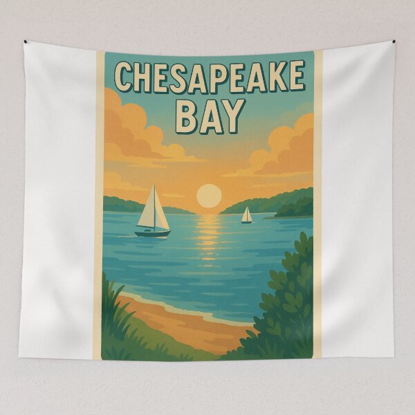 Item preview, Chesapeake Bay Sunset with Sailboats and Shoreline designed and sold by Places On Earth.
