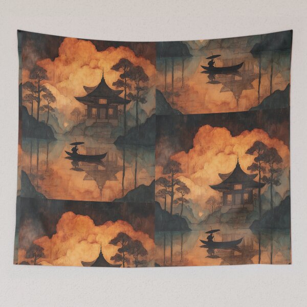 Item preview, Foggy Eerie Japanese Landscape designed and sold by bapupa.