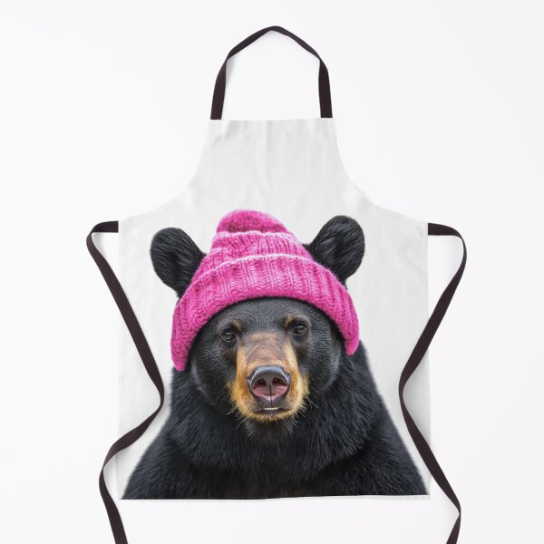 Item preview, Cozy American Black Bear Wearing Pink Winter Hat Trendy Animal Fashion Artwork designed and sold by LazyOwlStore.