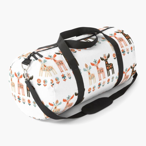 Item preview, Three Scandinavian Moose - Colourful Patterned Floral Festive - Scandinavian Folk Art by heidiannemorris © designed and sold by FOLK ART FUSION by heidiannemorris.