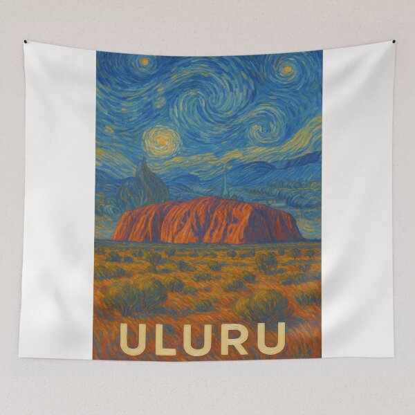 Item preview, Uluru Nightscape with Starry Sky in Artistic Style designed and sold by Places On Earth.