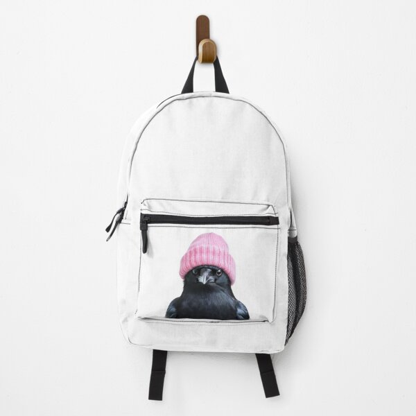 Item preview, Cozy American Crow Wearing Pink Winter Hat Trendy Animal Fashion Artwork designed and sold by LazyOwlStore.