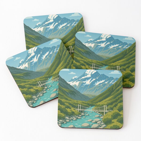 Item preview, Hooker Valley Track with Bridge and Aoraki Mountains designed and sold by Places On Earth.
