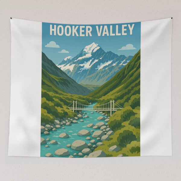 Item preview, Hooker Valley Track with Bridge and Aoraki Mountains designed and sold by Places On Earth.