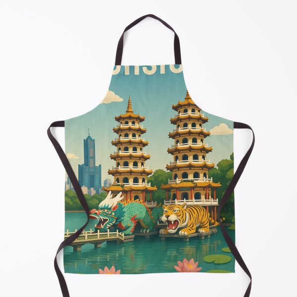 Item preview, Kaohsiung Taiwan with Pagodas and Lotus Blossoms designed and sold by Aryabek.
