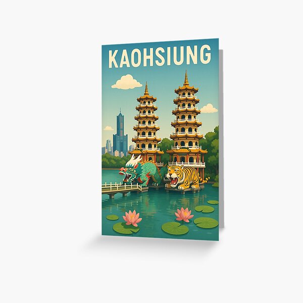Item preview, Kaohsiung Taiwan mit Pagoden und Lotusblüten designed and sold by Aryabek.