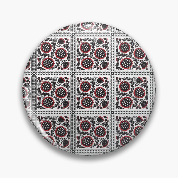 Item preview, block print  tile with botanical checks,polka dot sunflowers, modernflowing curvy leaves berries bloom designed and sold by artgeige.