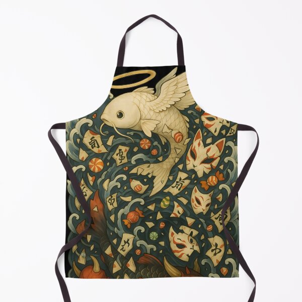 Item preview, Heaven and Hell Koi – Angelic & Demon Fish with Kitsune Masks in Japanese Tattoo Style designed and sold by Shoot-The-Moon.