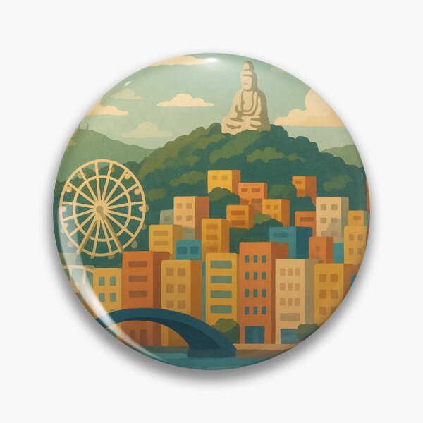 Item preview, Keelung City Skyline with Harbor and Buddha designed and sold by Aryabek.