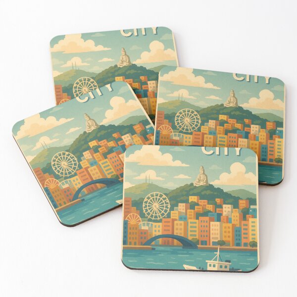 Item preview, Keelung City Skyline with Harbor and Buddha designed and sold by Aryabek.