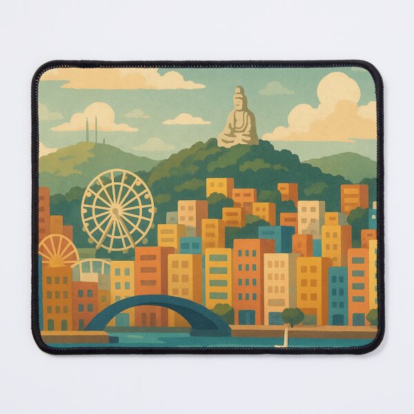 Item preview, Keelung City Skyline with Harbor and Buddha designed and sold by Aryabek.