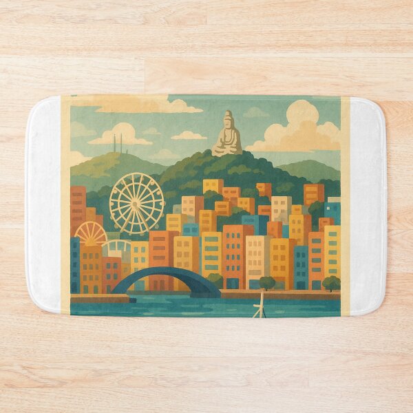 Item preview, Keelung City Skyline with Harbor and Buddha designed and sold by Aryabek.
