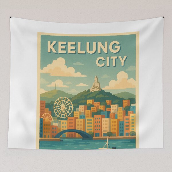 Item preview, Keelung City Skyline with Harbor and Buddha designed and sold by Aryabek.