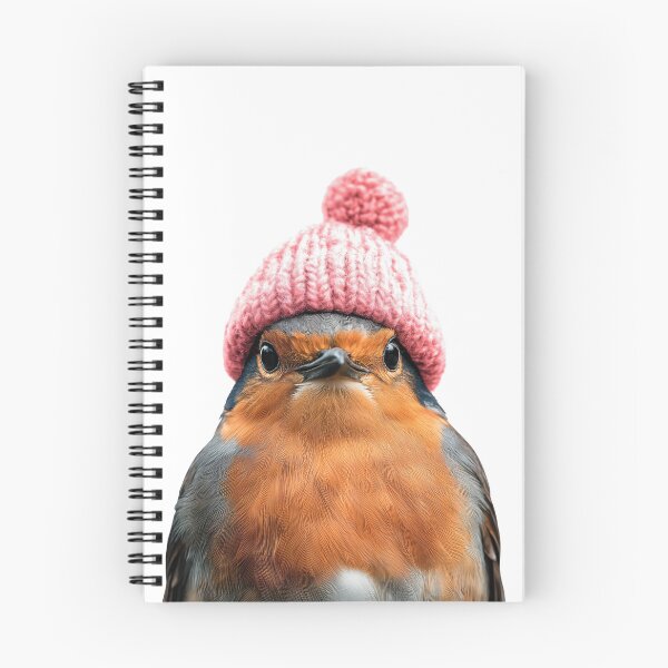 Item preview, Cozy American Robin Wearing Pink Winter Hat Trendy Animal Fashion Artwork designed and sold by LazyOwlStore.