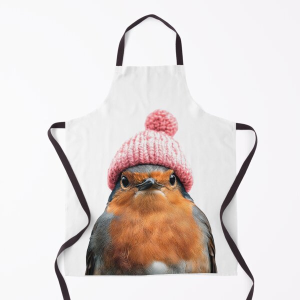 Item preview, Cozy American Robin Wearing Pink Winter Hat Trendy Animal Fashion Artwork designed and sold by LazyOwlStore.