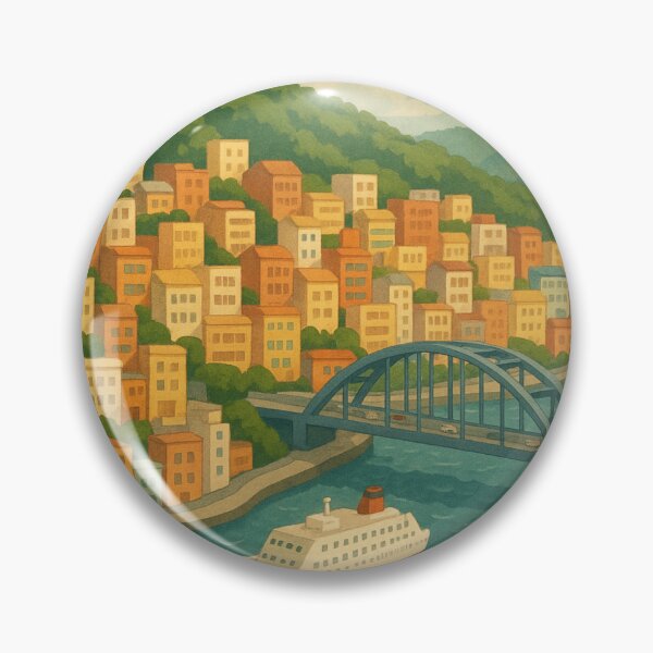 Item preview, Keelung Harbor Scene with Ships and Hillside Homes designed and sold by Aryabek.