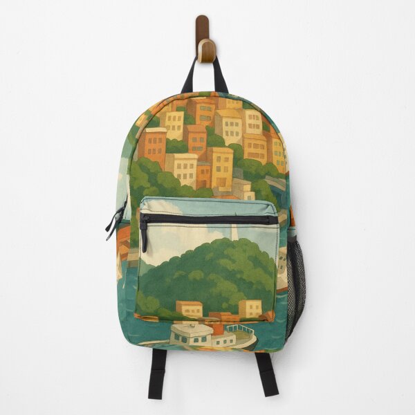 Item preview, Keelung Harbor Scene with Ships and Hillside Homes designed and sold by Aryabek.