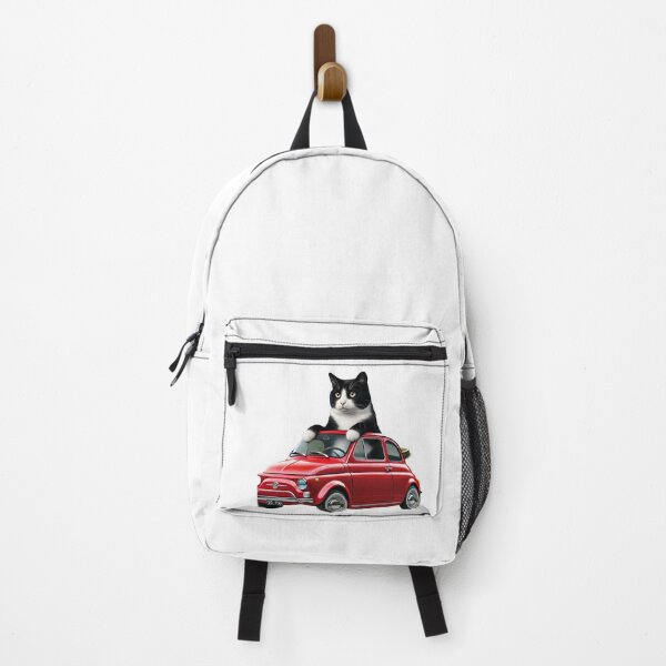 Item preview, Cat in Fiat 500 white version designed and sold by DesignFrabu.