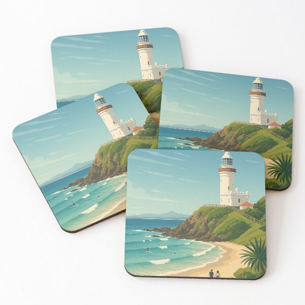 Item preview, Byron Bay Surfing Scene with Palm Tree and Lighthouse designed and sold by Aryabek.