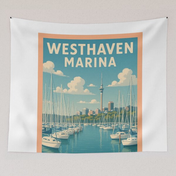 Item preview, Auckland Westhaven Marina with Sailboats and Sky Tower designed and sold by Aryabek.